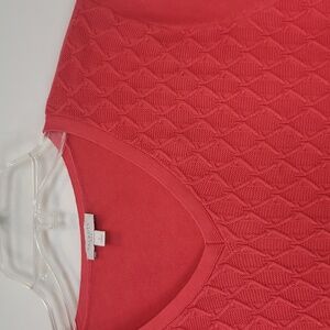 TALBOTS Salmon Cotton Textured Front 3/4 Sleeve Pullover Sweater